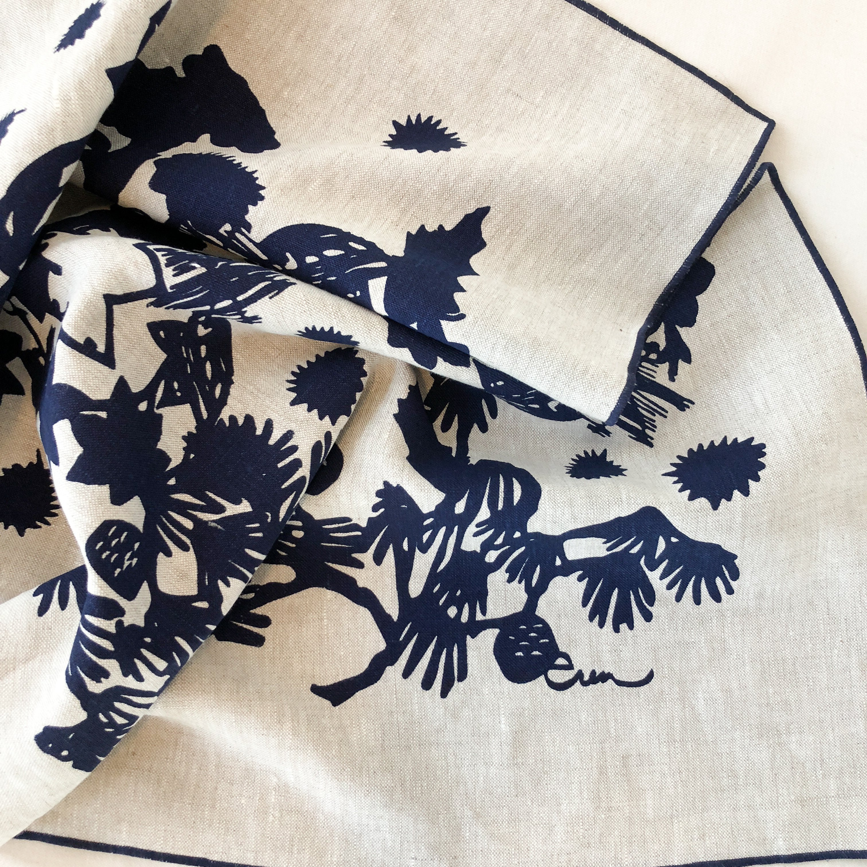 Handmade navy linen tea towel | Salt Air Supply